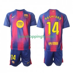 Maillot Domicile FC Barcelone Marcus Rashford 14 2025-2026 Manches Courtes Jeune Enfant(+shorts)