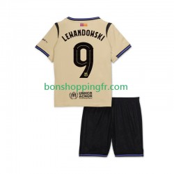 Maillot Extérieur FC Barcelone Robert Lewandowski 9 UCL 2025-2026 Manches Courtes Jeune Enfant(+shorts)