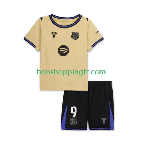Maillot Extérieur FC Barcelone Robert Lewandowski 9 UCL 2025-2026 Manches Courtes Jeune Enfant(+shorts)