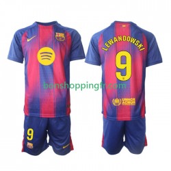 Maillot Domicile FC Barcelone Robert Lewandowski 9 2025-2026 Manches Courtes Jeune Enfant(+shorts)