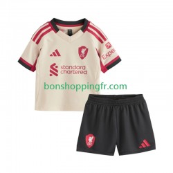 Maillot Extérieur Liverpool 2025-2026 Manches Courtes Jeune Enfant(+shorts)