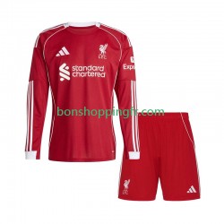 Maillot Domicile Liverpool 2025-2026 Manches Longues Jeune Enfant(+shorts)