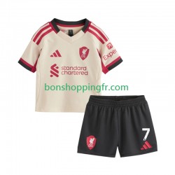 Maillot Extérieur Liverpool Florian Wirtz 7 2025-2026 Manches Courtes Jeune Enfant(+shorts)