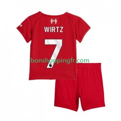 Maillot Domicile Liverpool Florian Wirtz 7 2025-2026 Manches Courtes Jeune Enfant(+shorts)