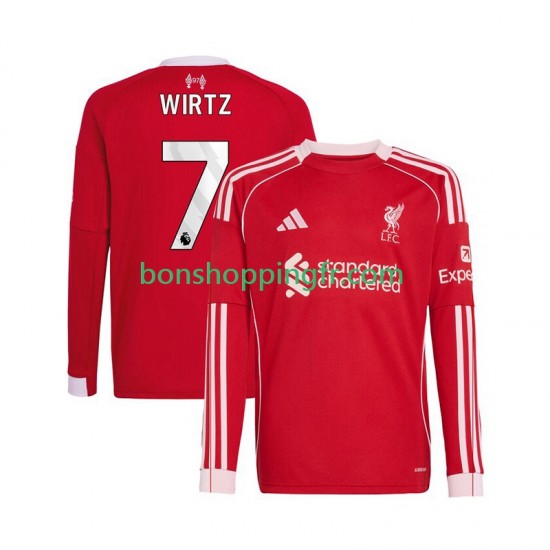 Maillot Domicile Liverpool Florian Wirtz 7 2025-2026 Manches Longues Homme Maillot Domicile Liverpool Florian Wirtz 7 2025-2026 Manches Longues Homme