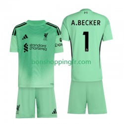 Maillot Domicile Liverpool Gardien Alisson Becker 1 2025-2026 Manches Courtes Jeune Enfant(+shorts)