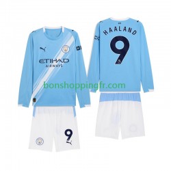 Maillot Domicile Manchester City Erling Haaland 9 2025-2026 Manches Longues Jeune Enfant(+shorts)