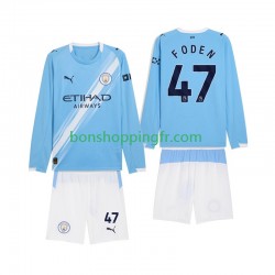Maillot Domicile Manchester City Phil Foden 47 2025-2026 Manches Longues Jeune Enfant(+shorts)