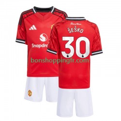 Maillot Domicile Manchester United Benjamin Sesko 30 2025-2026 Manches Courtes Jeune Enfant(+shorts)