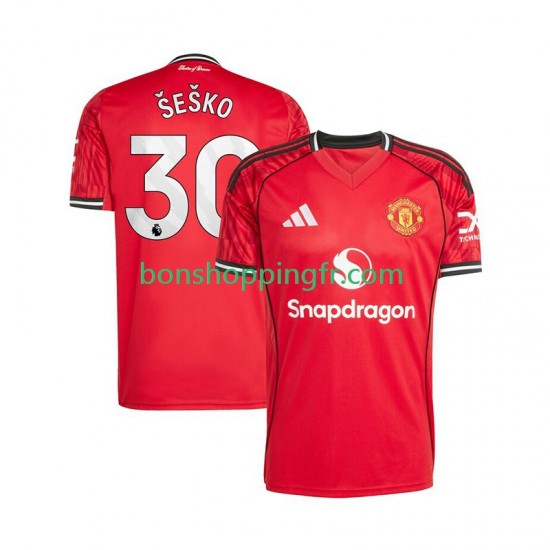 Maillot Domicile Manchester United Benjamin Sesko 30 2025-2026 Manches Courtes Homme Maillot Domicile Manchester United Benjamin Sesko 30 2025-2026 Manches Courtes Homme