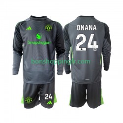 Maillot Extérieur Manchester United Gardien Andre Onana 24 2025-2026 Manches Longues Jeune Enfant(+shorts)