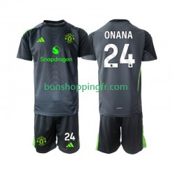 Maillot Extérieur Manchester United Gardien Andre Onana 24 2025-2026 Manches Courtes Jeune Enfant(+shorts)