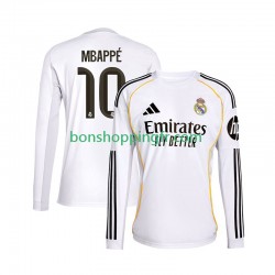 Maillot Domicile Real Madrid Kylian Mbappe 10 2025-2026 Manches Longues Homme