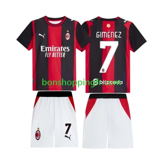 Maillot Domicile AC Milan Gimenez 7 2026-2027 Manches Courtes Jeune Enfant(+shorts)