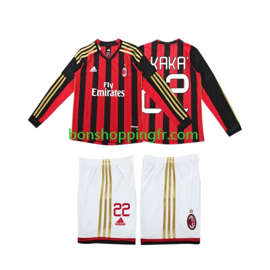 Maillot Rétro Domicile AC Milan Kaka 22 2013 2014 Manches Longues Jeune Enfant(+shorts)