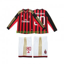Maillot Rétro Domicile AC Milan RONALDINHO 80 2013 2014 Manches Longues Jeune Enfant(+shorts)