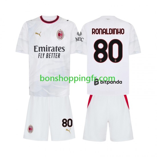 Maillot Extérieur AC Milan Ronaldinho 80 2026-2027 Manches Courtes Jeune Enfant(+shorts)