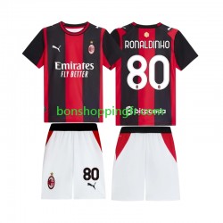 Maillot Domicile AC Milan Ronaldinho 80 2026-2027 Manches Courtes Jeune Enfant(+shorts)