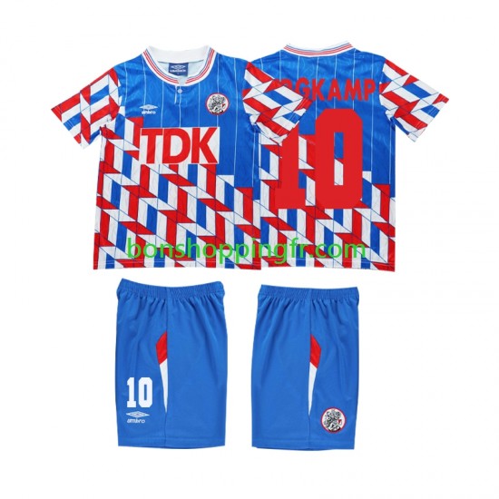 Maillot Rétro Extérieur Ajax Amsterdam BERGKAMP 10 1989 1990 Manches Longues Jeune Enfant(+shorts)