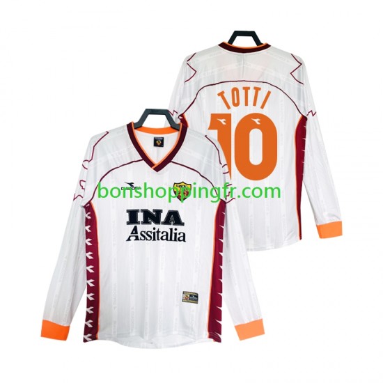 Maillot Rétro Extérieur AS Rome Totti 10 1999 2000 Manches Longues Homme