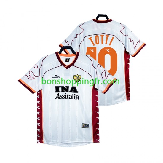 Maillot Rétro Extérieur AS Rome Totti 10 1999 2000 Manches Courtes Homme