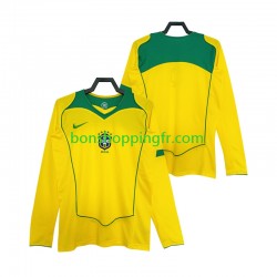 Maillot Rétro Domicile Brésil 2004 Manches Longues Homme
