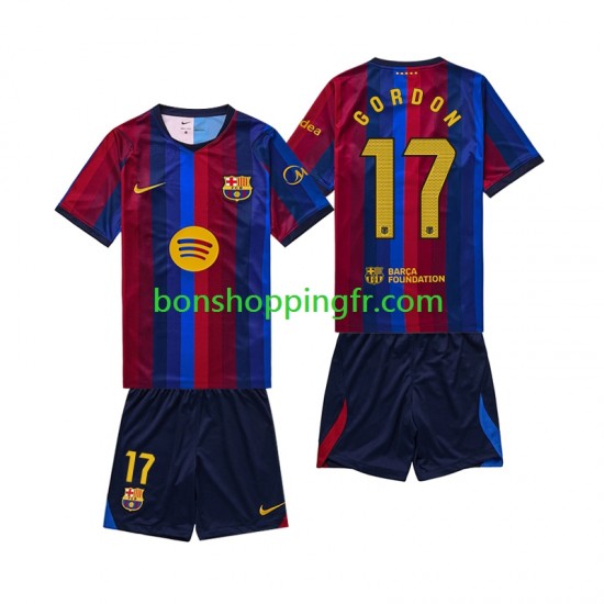 Maillot Domicile FC Barcelone Anthony Gordon 17 2026-2027 Manches Courtes Jeune Enfant(+shorts)