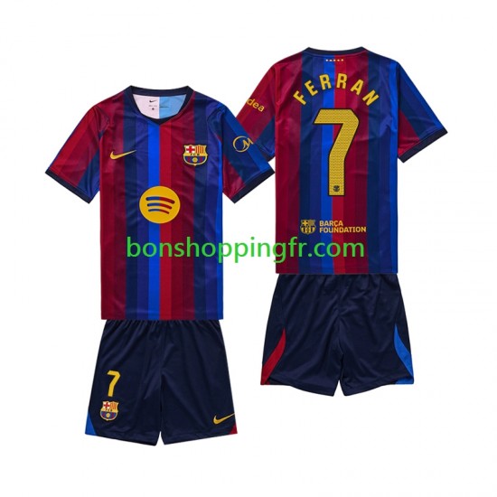 Maillot Domicile FC Barcelone Ferran Torres 7 2026-2027 Manches Courtes Jeune Enfant(+shorts)