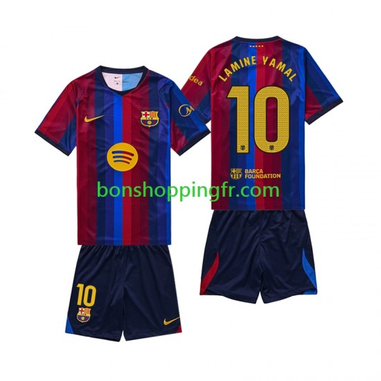Maillot Domicile FC Barcelone Lamine Yamal 10 2026-2027 Manches Courtes Jeune Enfant(+shorts)