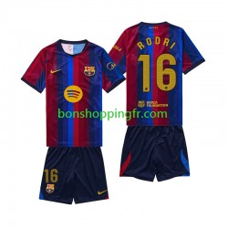 Maillot Domicile FC Barcelone Rodri 16 2026-2027 Manches Courtes Jeune Enfant(+shorts)