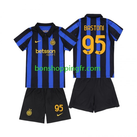 Maillot Domicile Inter Milan Alessandro Bastoni 95 2026-2027 Manches Courtes Jeune Enfant(+shorts)