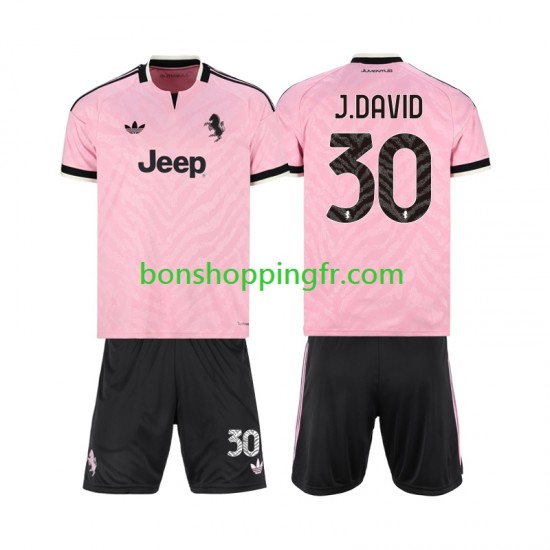 Maillot Extérieur Juventus Jonathan David 30 2026-2027 Manches Courtes Jeune Enfant(+shorts)