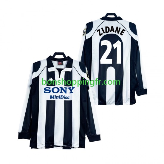 Maillot Rétro Domicile Juventus ZIDANE 21 1997 1998 Manches Longues Homme