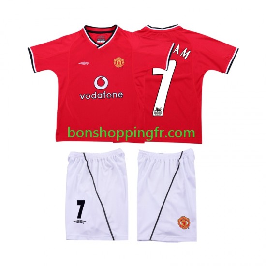 Maillot Rétro Domicile Manchester United BECKHAM 7 2000 2002 Manches Courtes Jeune Enfant(+shorts)
