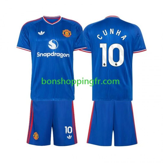 Maillot Extérieur Manchester United Matheus Cunha 10 2026-2027 Manches Courtes Jeune Enfant(+shorts)