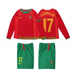 Maillot Rétro Domicile Portugal Cristiano Ronaldo 17 2004 Manches Longues Jeune Enfant(+shorts)