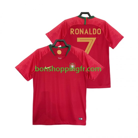 Maillot Rétro Domicile Portugal Cristiano Ronaldo 7 2018 Manches Courtes Homme