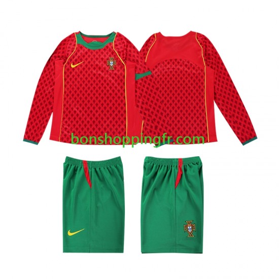 Maillot Rétro Domicile Portugal 2004 Manches Longues Jeune Enfant(+shorts)