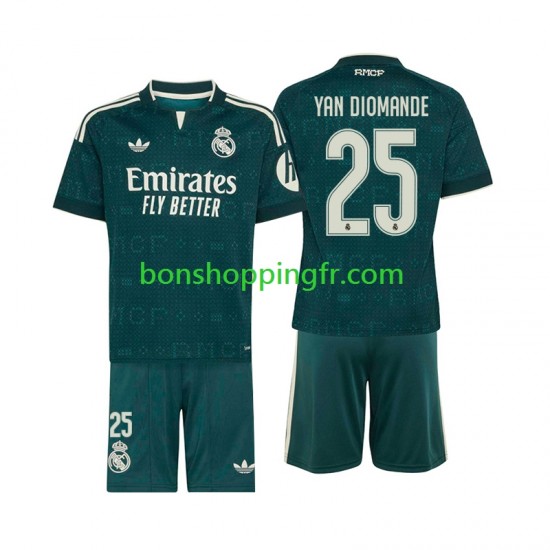 Maillot Extérieur Real Madrid Yan Diomande 25 2026-2027 Manches Courtes Jeune Enfant(+shorts)