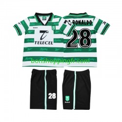 Maillot Rétro Domicile Sporting CP Cristiano Ronaldo 28 1999 2000 Manches Courtes Jeune Enfant(+shorts)