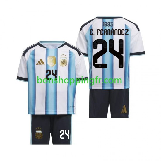 Maillot Domicile Argentine Enzo Fernandez 24 World Cup 2026 Manches Courtes Jeune Enfant(+shorts)