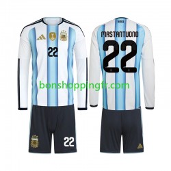 Maillot Domicile Argentine Franco Mastantuono 22 World Cup 2026 Manches Longues Jeune Enfant(+shorts)