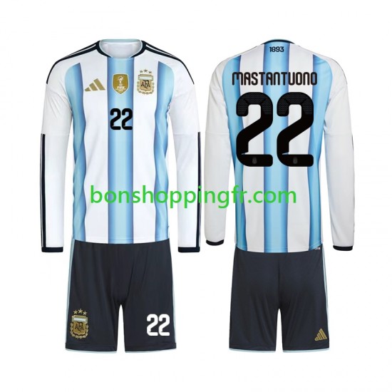 Maillot Domicile Argentine Franco Mastantuono 22 World Cup 2026 Manches Longues Jeune Enfant(+shorts)