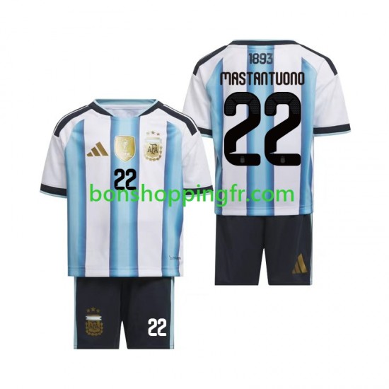Maillot Domicile Argentine Franco Mastantuono 22 World Cup 2026 Manches Courtes Jeune Enfant(+shorts)