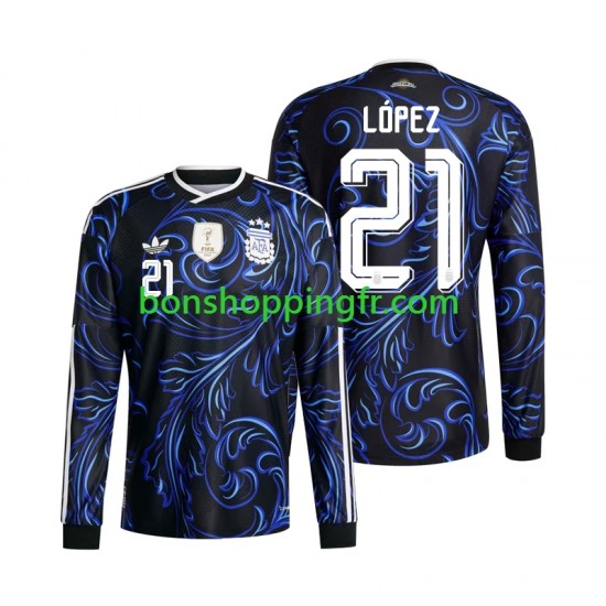 Maillot Extérieur Argentine Jose Manuel Lopez 21 World Cup 2026 Manches Longues Homme