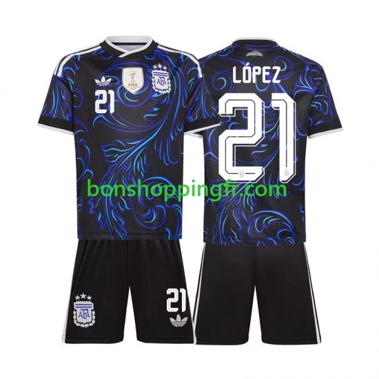 Maillot Extérieur Argentine Jose Manuel Lopez 21 World Cup 2026 Manches Courtes Jeune Enfant(+shorts)