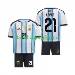 Maillot Domicile Argentine Jose Manuel Lopez 21 World Cup 2026 Manches Courtes Jeune Enfant(+shorts)