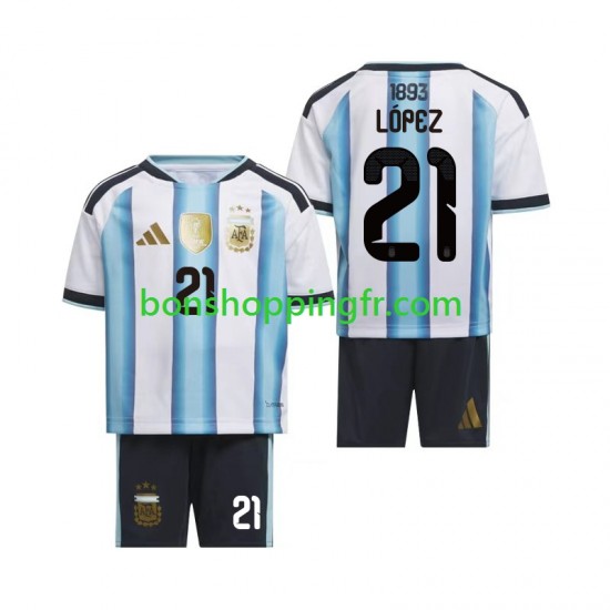 Maillot Domicile Argentine Jose Manuel Lopez 21 World Cup 2026 Manches Courtes Jeune Enfant(+shorts)