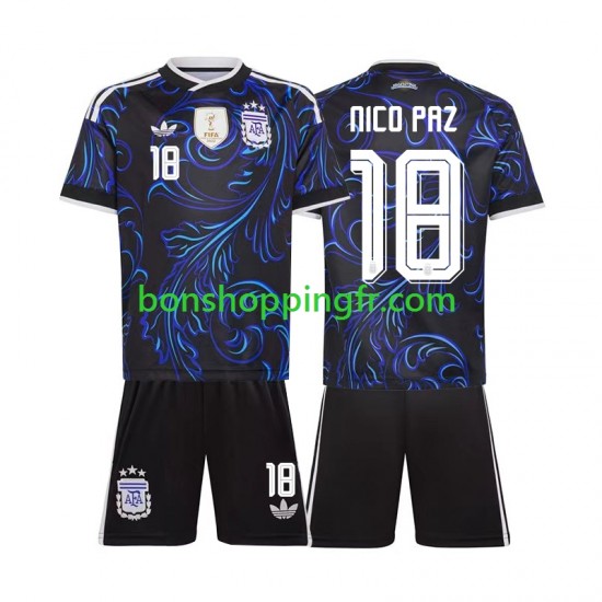 Maillot Extérieur Argentine Nico Paz 18 World Cup 2026 Manches Courtes Jeune Enfant(+shorts)