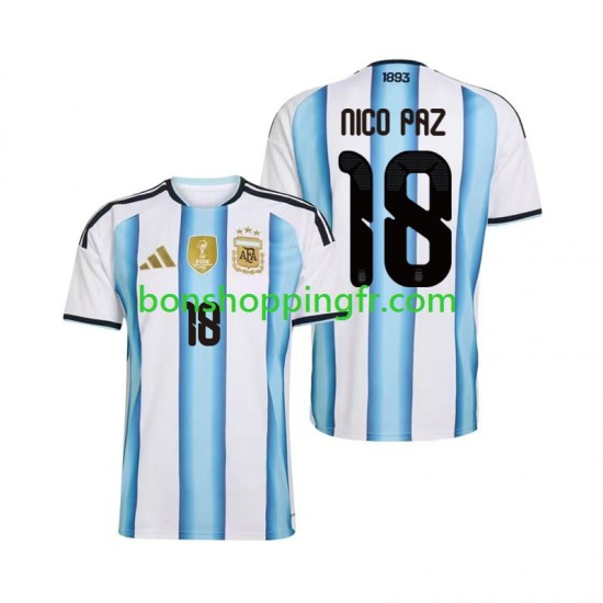 Maillot Domicile Argentine Nico Paz 18 World Cup 2026 Manches Courtes Homme